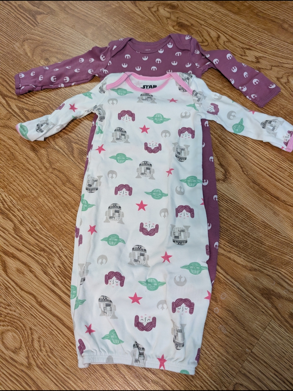 NWOT Star Wars Baby Sleep Gowns in White, Pink & Mint Character Print